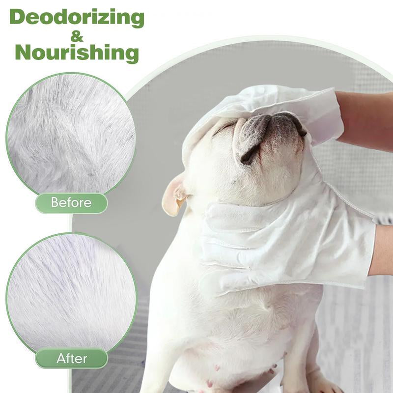 10 PCS -Pet Leave-In Wipes Gloves Cleaning Deodorizing Wipes for Dogs and Cats - Pet Grooming Gloves for Nourishing Fur - No Rinse Bathing Wipes for Daily Care and Traveling - Dog Washing Gloves for Paws, Fur and Butt