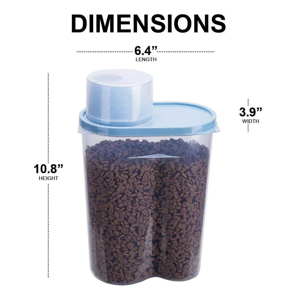 Pet Food Container Dog Cat Food Storage with Measuring Cup  2 Pack 2Lb/2.5L