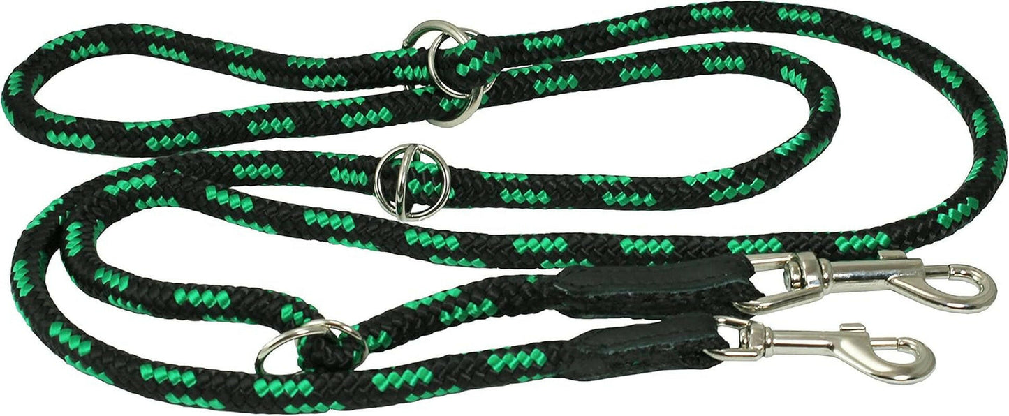 Adjustable Multifunctional Rope Dog Leash 42"-70" (Medium; 0.4" (10Mm) Diam, Green/Black)