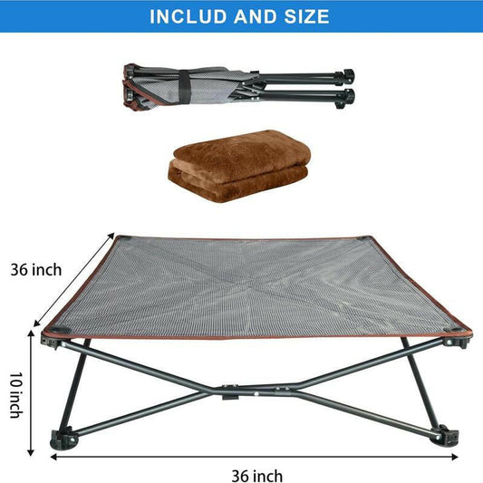 Unp Outdoor Dog Bed - Portable, Elevated Camping Dog Cot for Indoor, Courtyard & Travel, Breathable Textilene Mesh, Comfortable with Removable & Washable Cover, Supports up to 120 Lbs