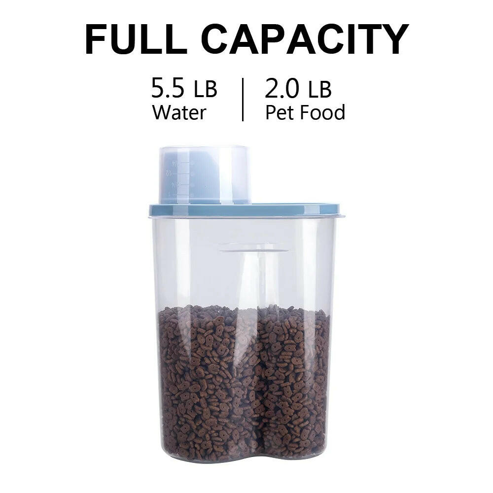 Pet Food Container Dog Cat Food Storage with Measuring Cup  2 Pack 2Lb/2.5L