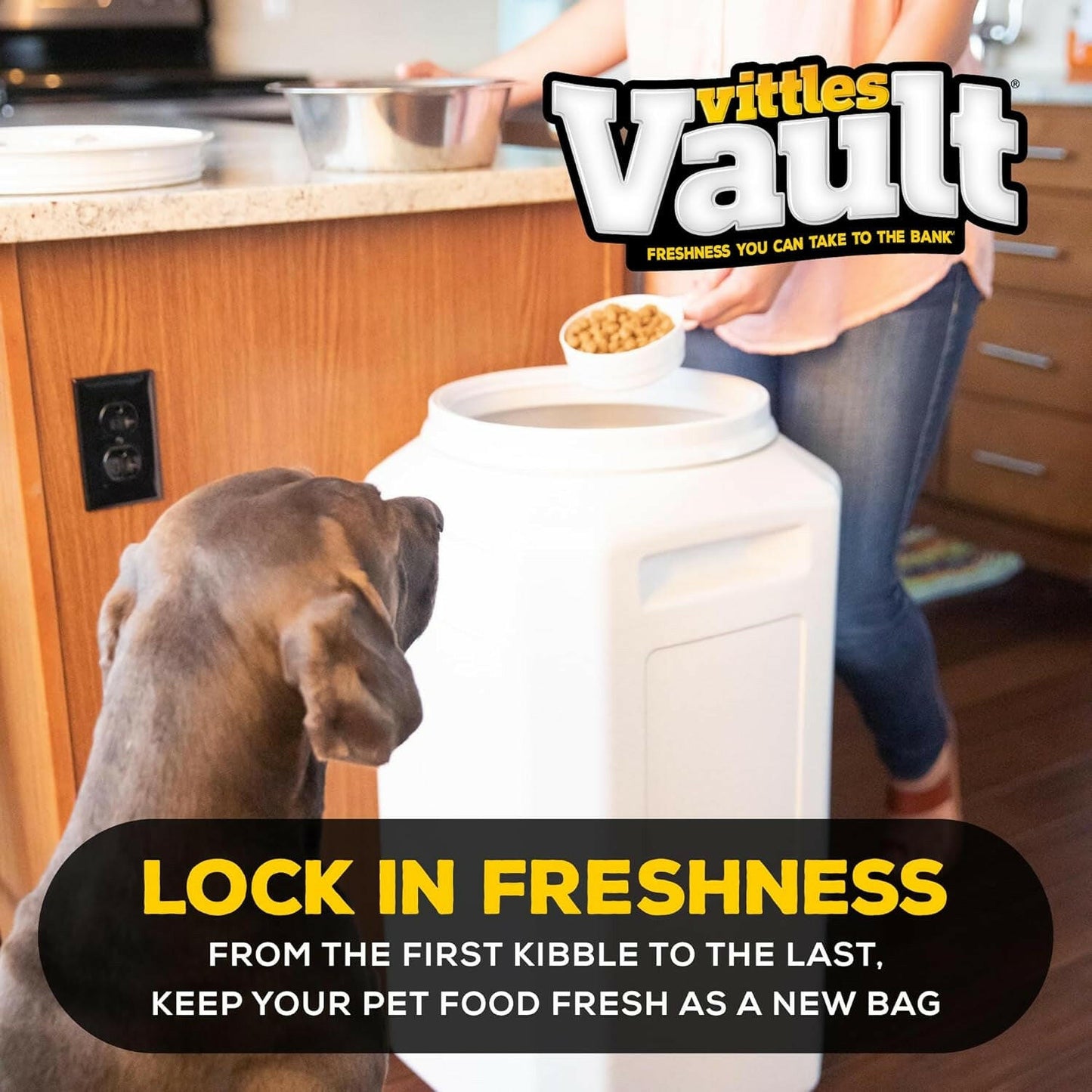 Vittles Vault Airtight Dog Food Storage Container - Fits up to 80 Pounds of Dry Pet Food - Perfect for Large Breeds and Livestock - Bpa-Free Plastic - Made in the USA - 14" L X 28" H