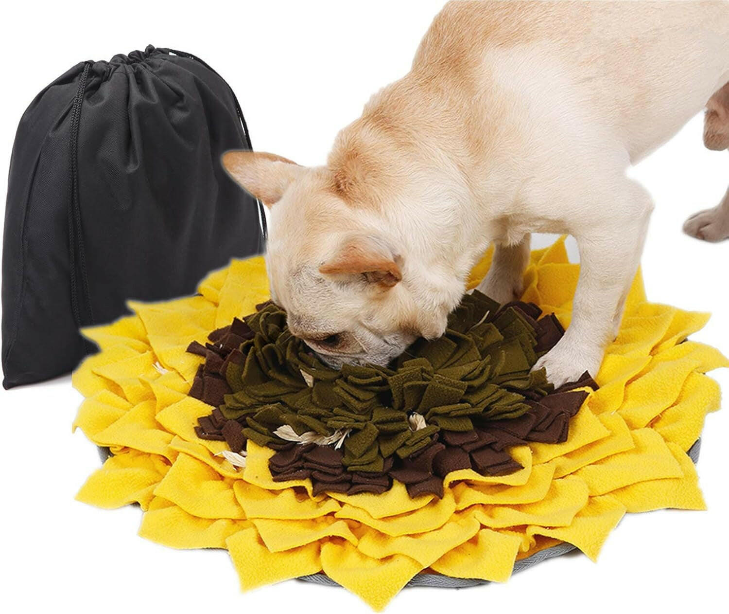 Snuffle Mat for Dogs, Dog Puzzles for Smart Dogs, Dog Feeding Mats, Cat Food Mat, Interactive Dog Toys for Large Dogs, Anti-Choking Slow Food Training(Sunflower)