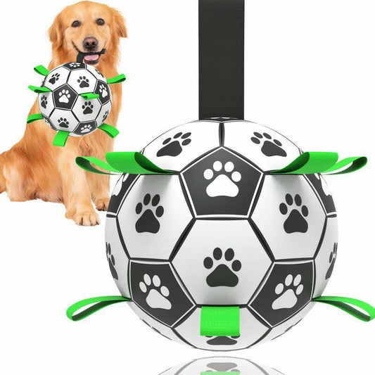 Dog Toys Soccer Ball with Straps, Pet Toy Puppy Birthday Gifts, Interactive Dog Toys, Dog Tug Toy, Dog Water Toy Herdingball Toy for Dog