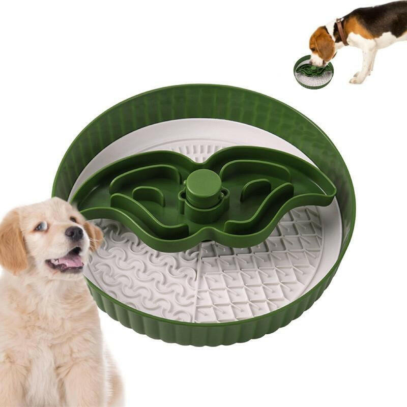 Puzzle Feeder Dog Slow Feeder Bowl 15 Times Slower, 3 Parts, Silicon Mat, Dishwasher Safe with Spinning, Mustache Plate Pet Toy Petsupplies Lick Color Silicone Dog Toy Multicolored Dogs Feeding Supplies