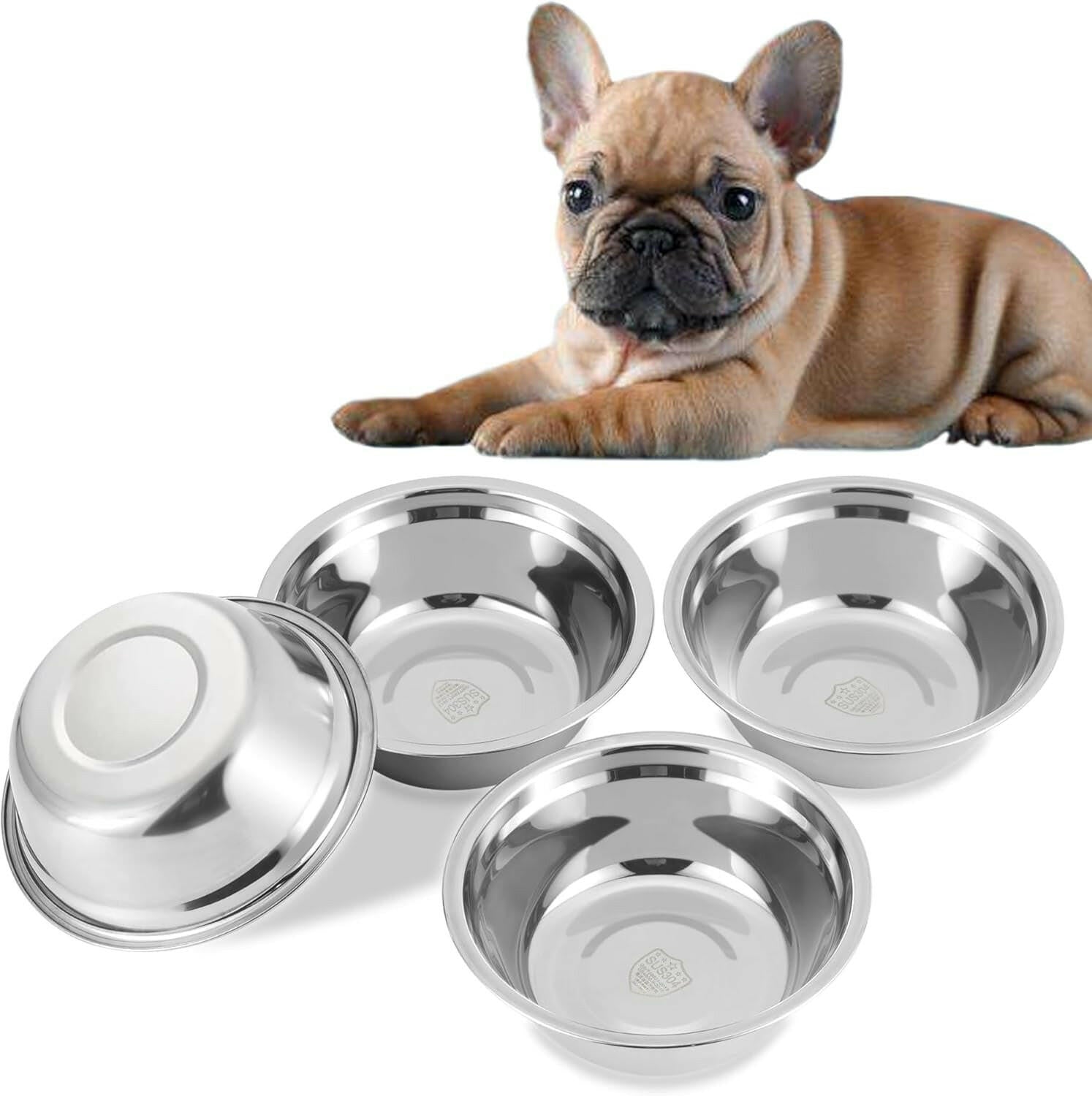 Stainless Steel Dog Bowls, Metal Dog Bowls, Dog Bowls for Small, Medium Sized Dog