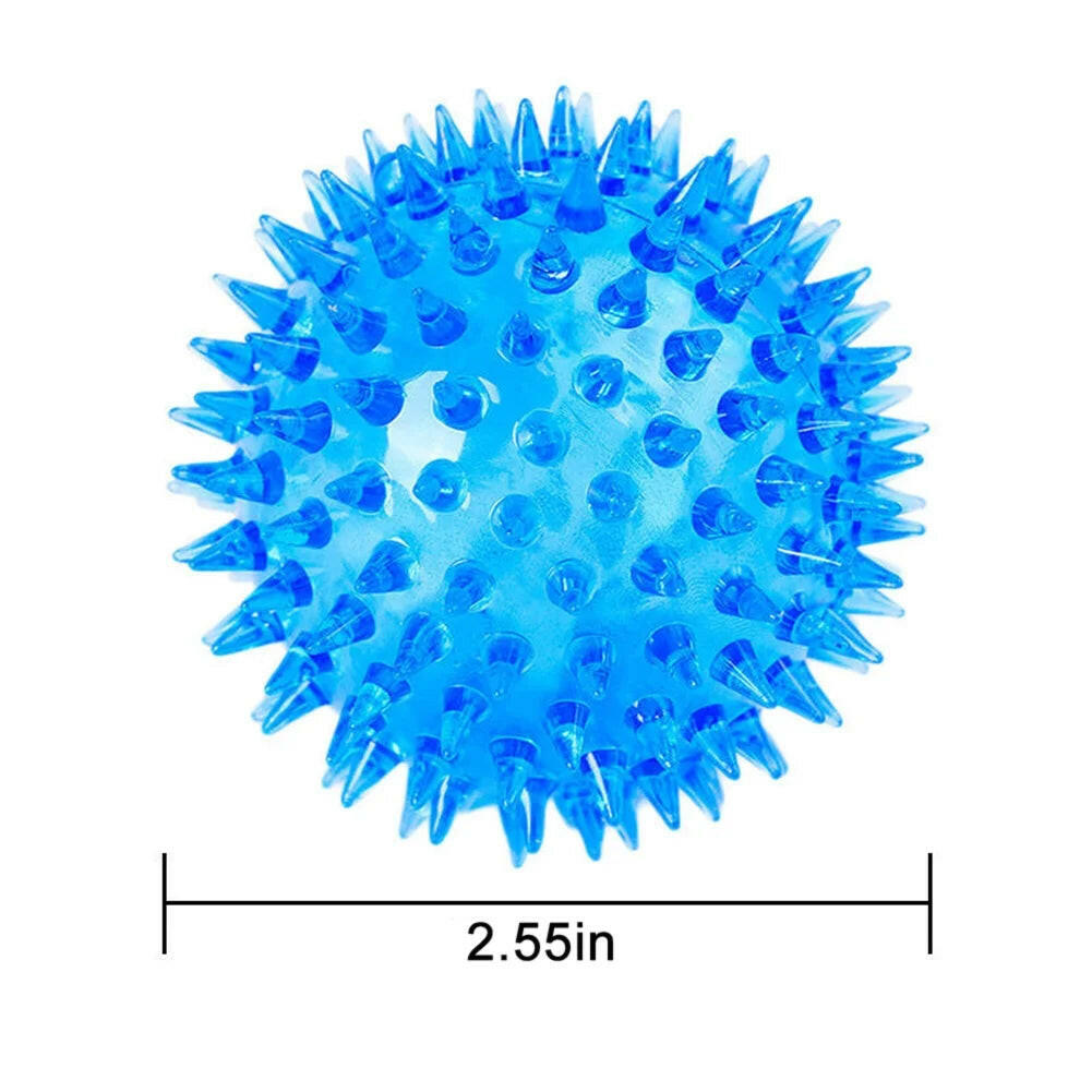 PVC Pet Dog Puppy LED Ball Light up Flashing Play Toy Chasing Bounce Spiky Ball